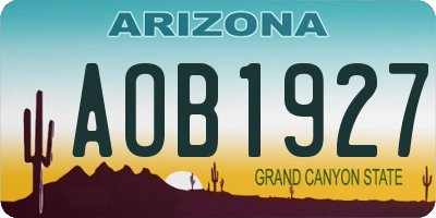 AZ license plate AOB1927