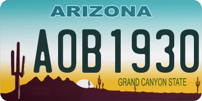 AZ license plate AOB1930