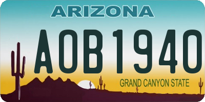 AZ license plate AOB1940