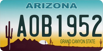 AZ license plate AOB1952