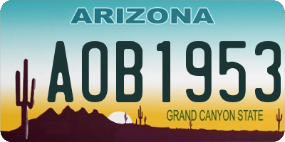 AZ license plate AOB1953