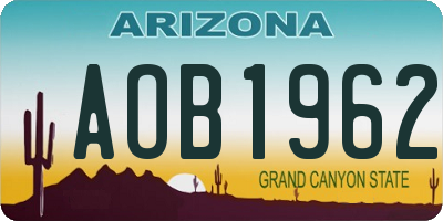 AZ license plate AOB1962