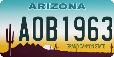 AZ license plate AOB1963