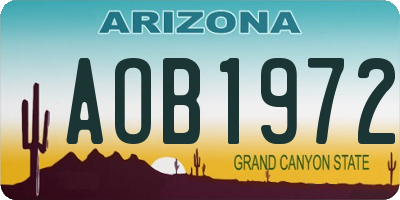 AZ license plate AOB1972