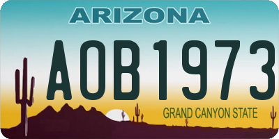 AZ license plate AOB1973