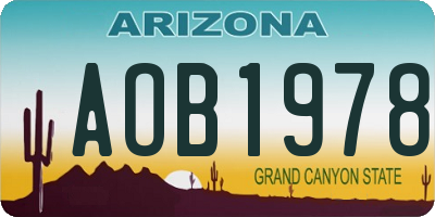 AZ license plate AOB1978