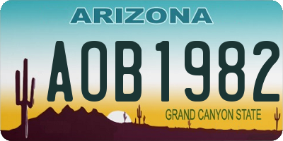 AZ license plate AOB1982