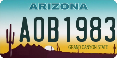 AZ license plate AOB1983