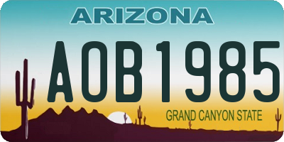 AZ license plate AOB1985