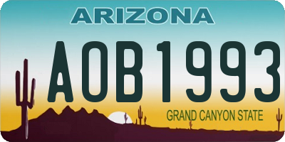 AZ license plate AOB1993