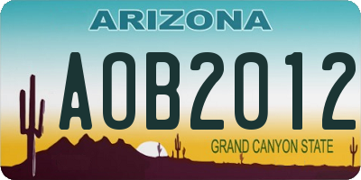 AZ license plate AOB2012