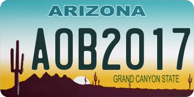 AZ license plate AOB2017