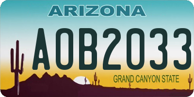 AZ license plate AOB2033