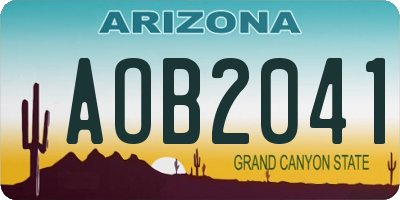 AZ license plate AOB2041