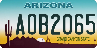 AZ license plate AOB2065