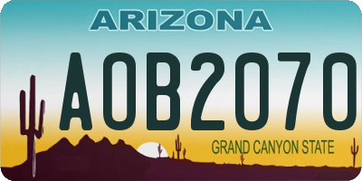 AZ license plate AOB2070