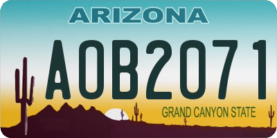 AZ license plate AOB2071