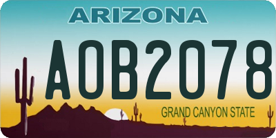 AZ license plate AOB2078