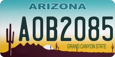 AZ license plate AOB2085