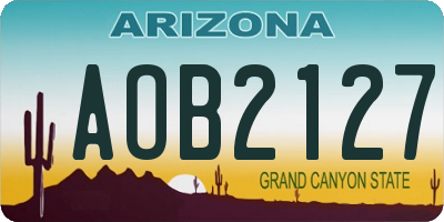 AZ license plate AOB2127