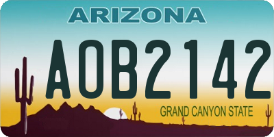 AZ license plate AOB2142