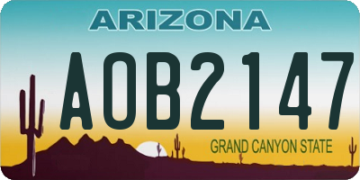AZ license plate AOB2147