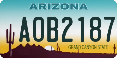 AZ license plate AOB2187