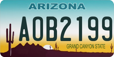 AZ license plate AOB2199
