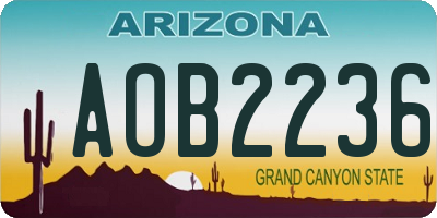 AZ license plate AOB2236