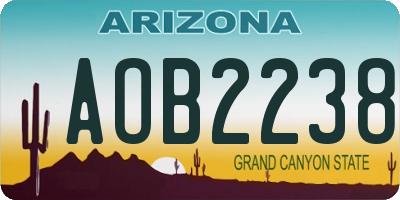 AZ license plate AOB2238