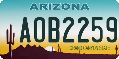 AZ license plate AOB2259