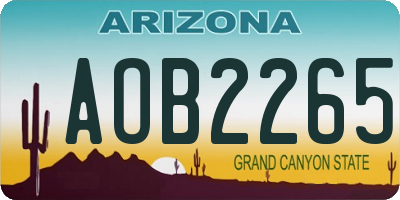 AZ license plate AOB2265