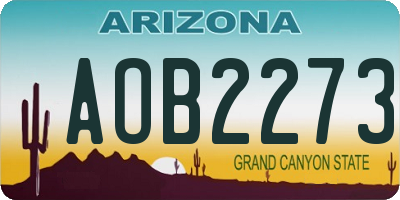 AZ license plate AOB2273