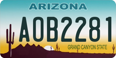AZ license plate AOB2281