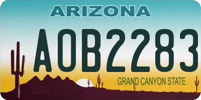 AZ license plate AOB2283