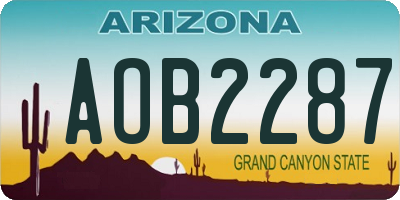AZ license plate AOB2287