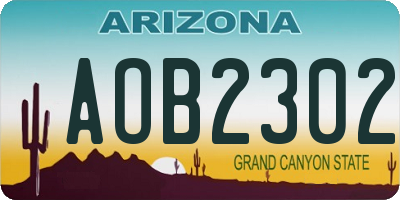 AZ license plate AOB2302