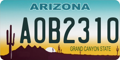 AZ license plate AOB2310