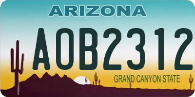 AZ license plate AOB2312