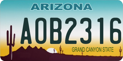 AZ license plate AOB2316