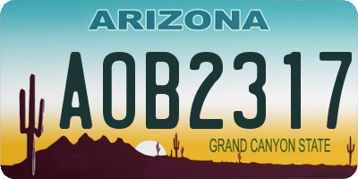 AZ license plate AOB2317