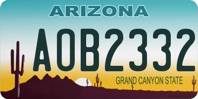 AZ license plate AOB2332