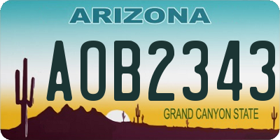 AZ license plate AOB2343