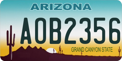 AZ license plate AOB2356