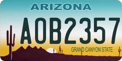 AZ license plate AOB2357