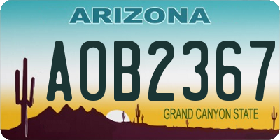 AZ license plate AOB2367