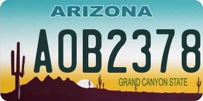 AZ license plate AOB2378