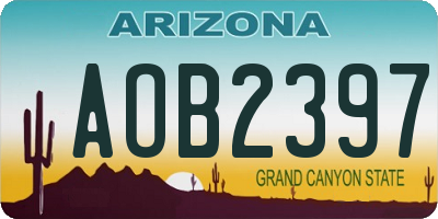 AZ license plate AOB2397