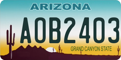 AZ license plate AOB2403