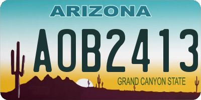 AZ license plate AOB2413